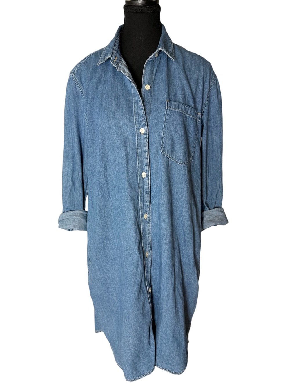 GAP Button Down Denim Shirt Dress Oversized Pockets Jean Size Small